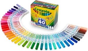 Crayola Ultra Clean Washable Markers (40ct), Coloring Markers for Kids, Coloring Book Marker Set, Gifts for Kids, Ages 3 