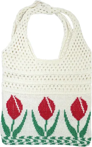 Crochet Tote Bag Women's Summer Aesthetic Mesh Beach Bags Knitting Handbags Cute