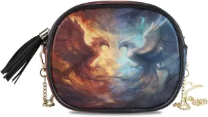 Crossbody Purse Small Crossbody Bags Shoulder Handbags Orange White Phoenix for Women