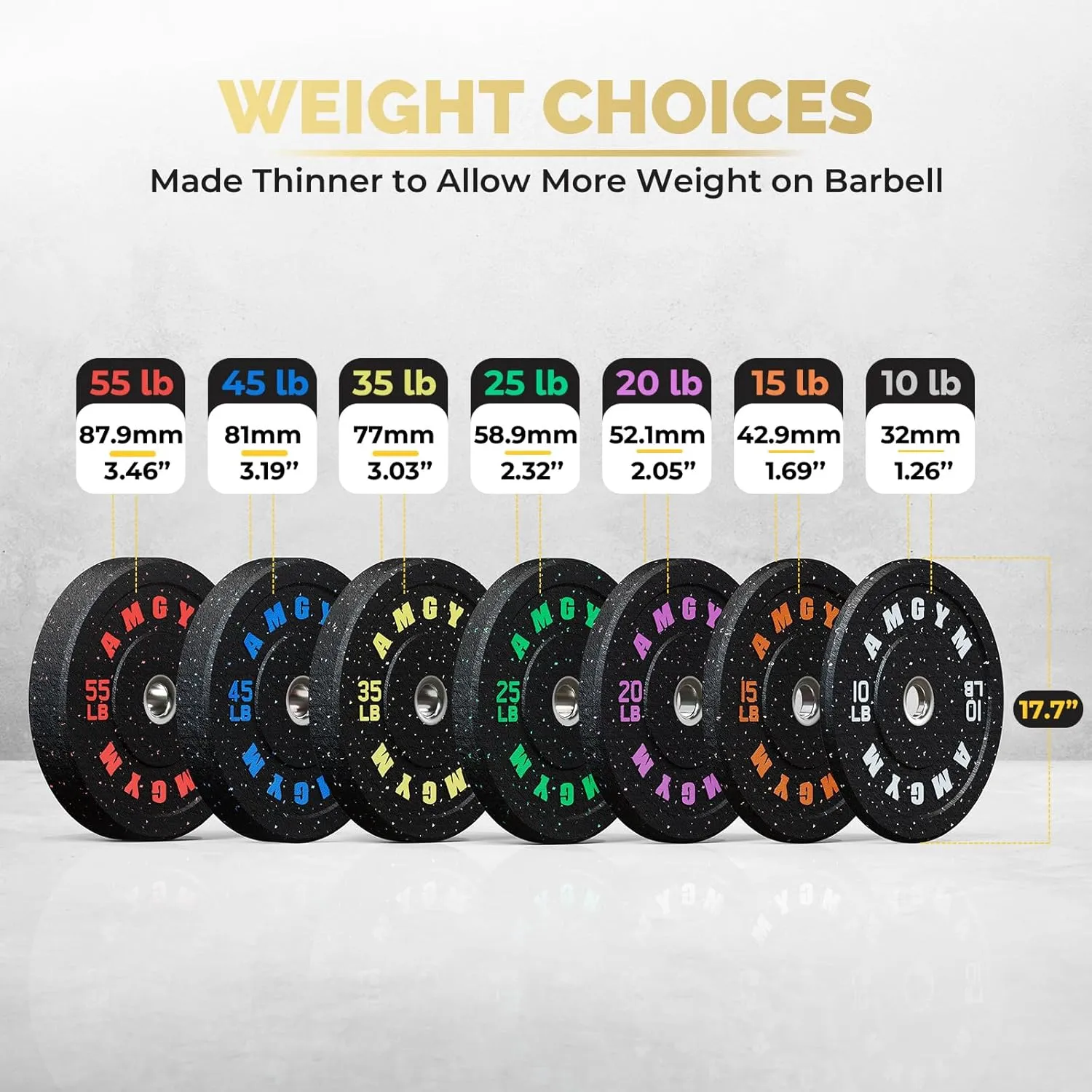 Crumb Bumper Plates, 10-600lbs Drop Weight Plates for Home Gym, 2-inch Olympic Barbell Plates, High Bounce Strength Training Plates for Barbell Movements - Deadlift/Squats/Bench Press/Weight Lifting/Heavy Duty/Floor Protective/odorless/Noise Free