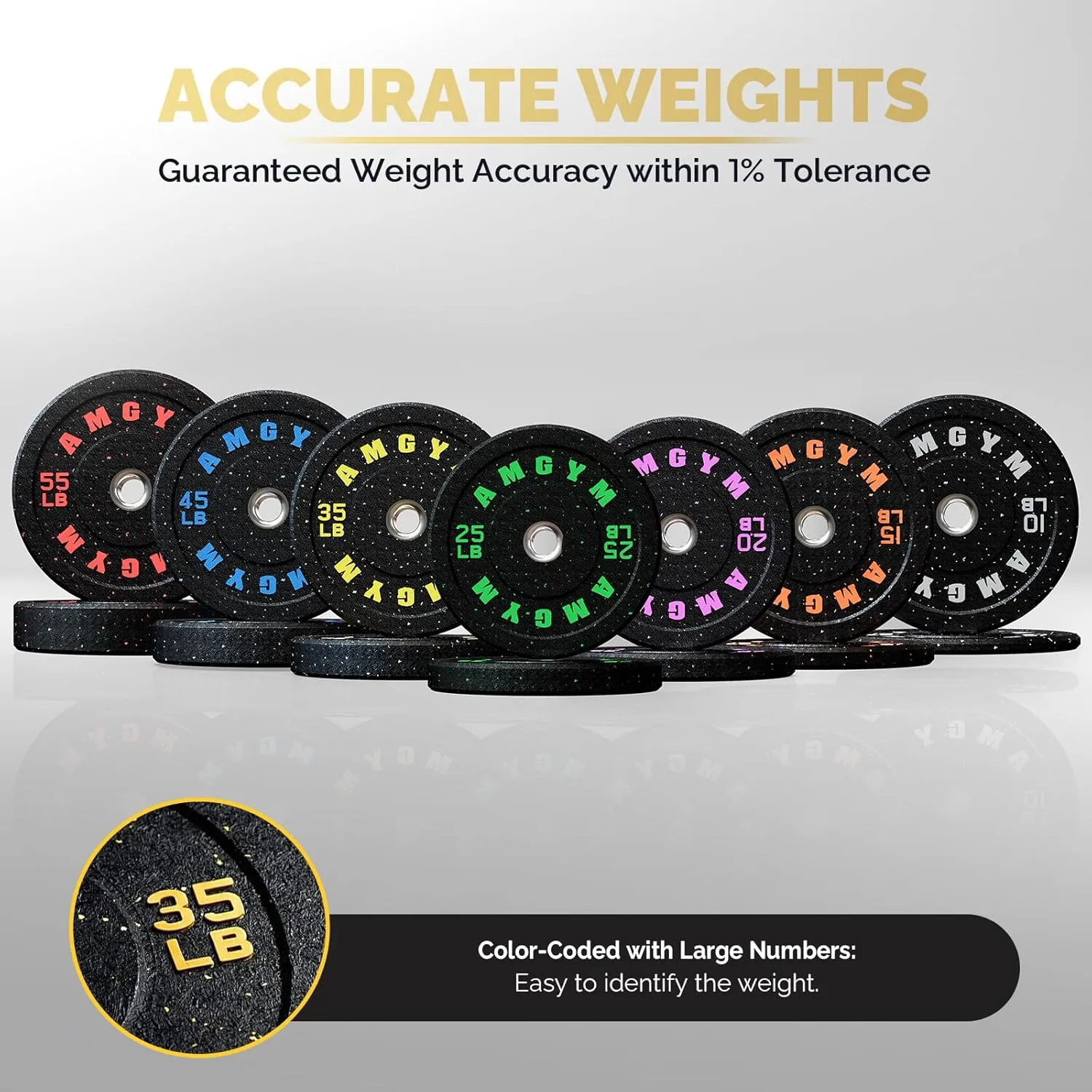 Crumb Bumper Plates, 10-600lbs Drop Weight Plates for Home Gym, 2-inch Olympic Barbell Plates, High Bounce Strength Training Plates for Barbell Movements - Deadlift/Squats/Bench Press/Weight Lifting/Heavy Duty/Floor Protective/odorless/Noise Free