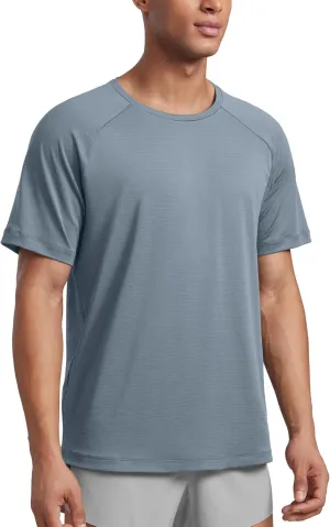 CRZ YOGA Mens Lightweight Athletic T-Shirts Moisture Wicking Running Workout Shirt Short Sleeve Gym Tops