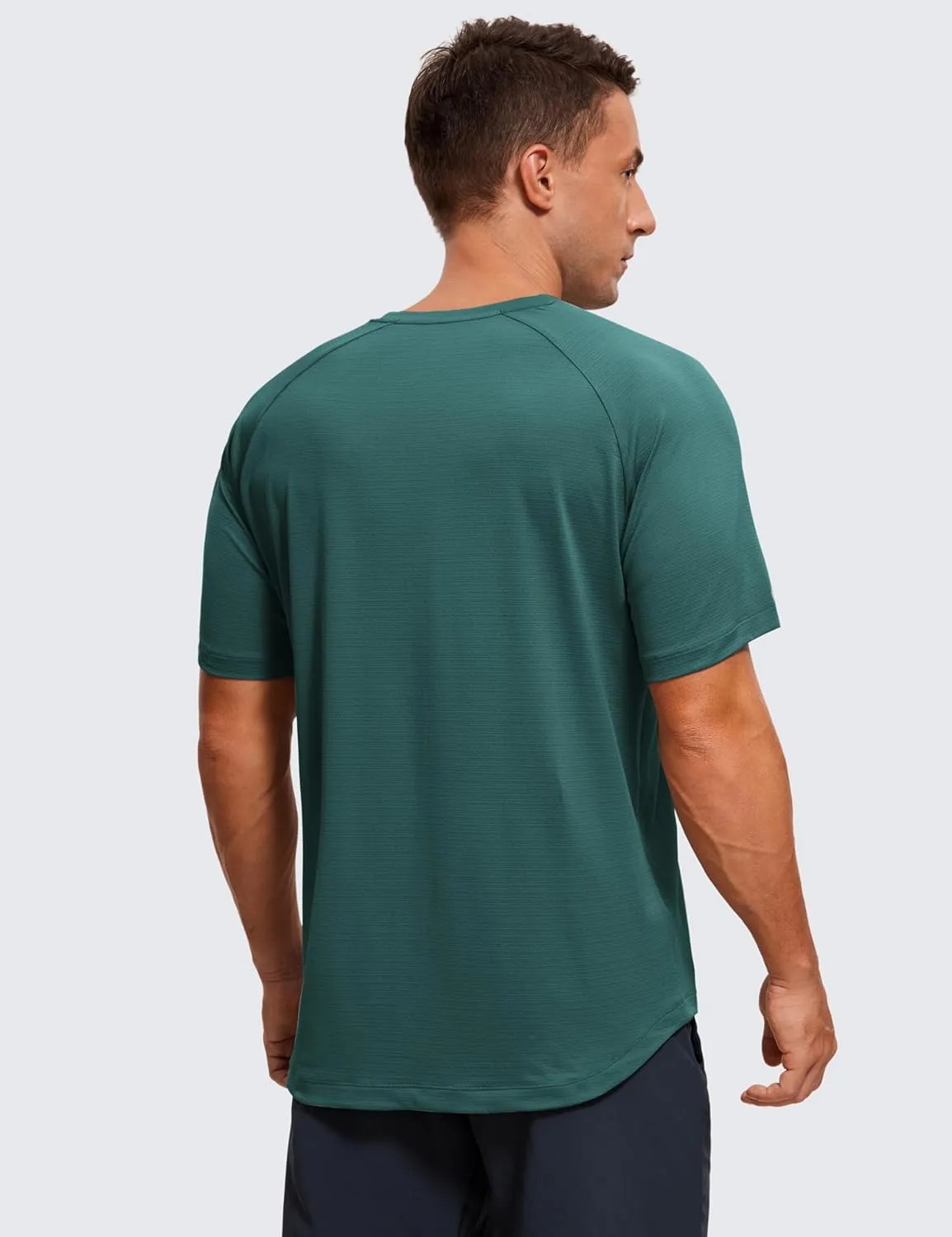 CRZ YOGA Mens Lightweight Athletic T-Shirts Moisture Wicking Running Workout Shirt Short Sleeve Gym Tops