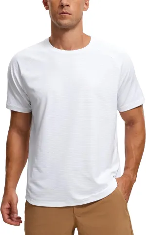 CRZ YOGA Mens Lightweight Athletic T-Shirts Moisture Wicking Running Workout Shirt Short Sleeve Gym Tops