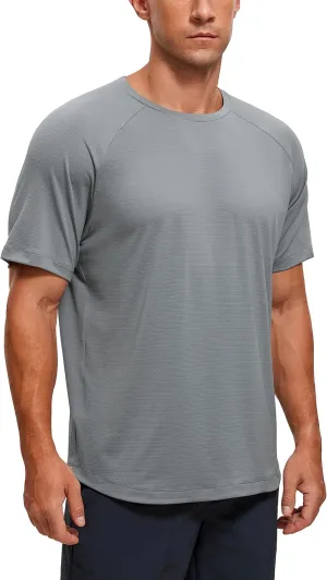 CRZ YOGA Mens Lightweight Athletic T-Shirts Moisture Wicking Running Workout Shirt Short Sleeve Gym Tops