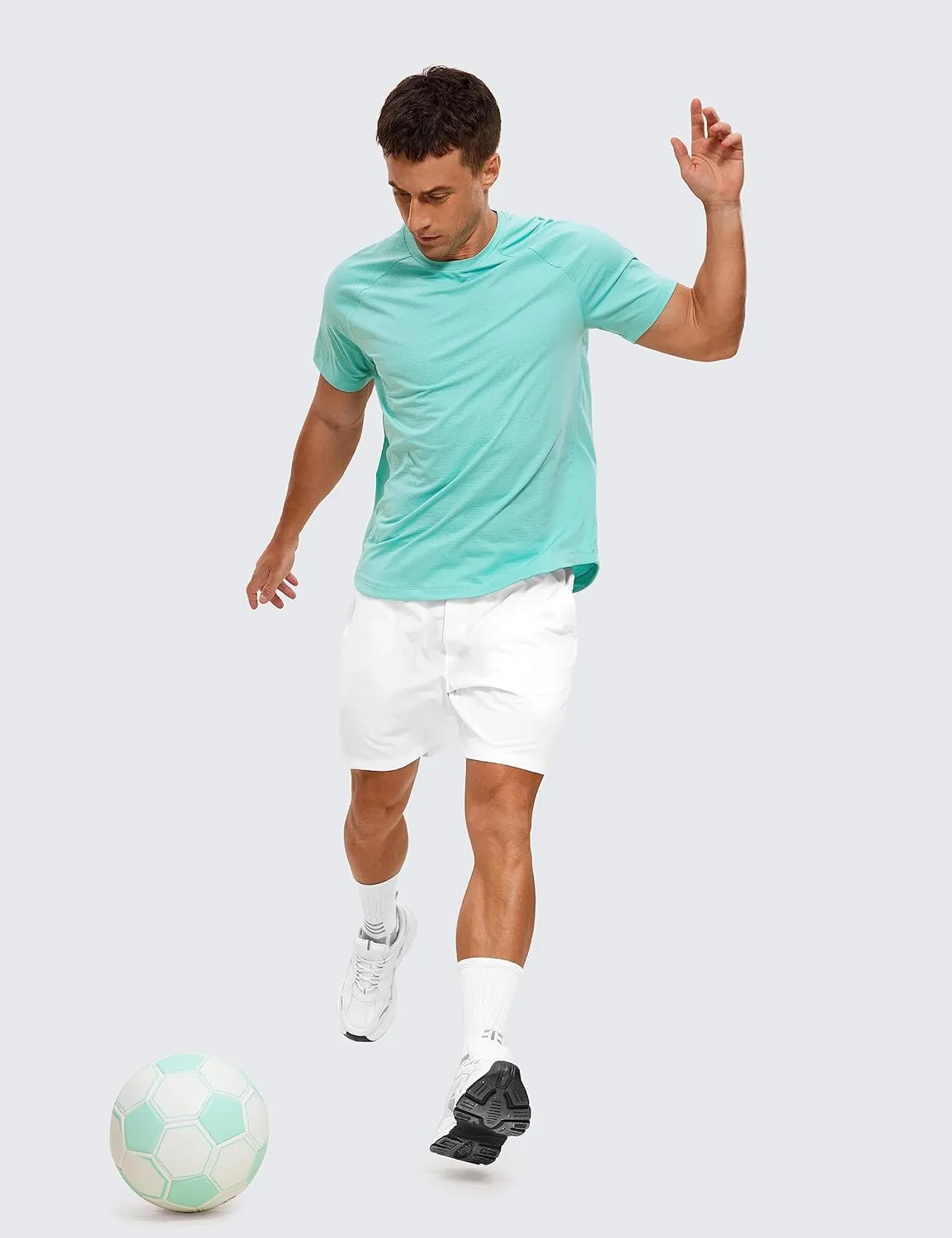 CRZ YOGA Mens Lightweight Athletic T-Shirts Moisture Wicking Running Workout Shirt Short Sleeve Gym Tops