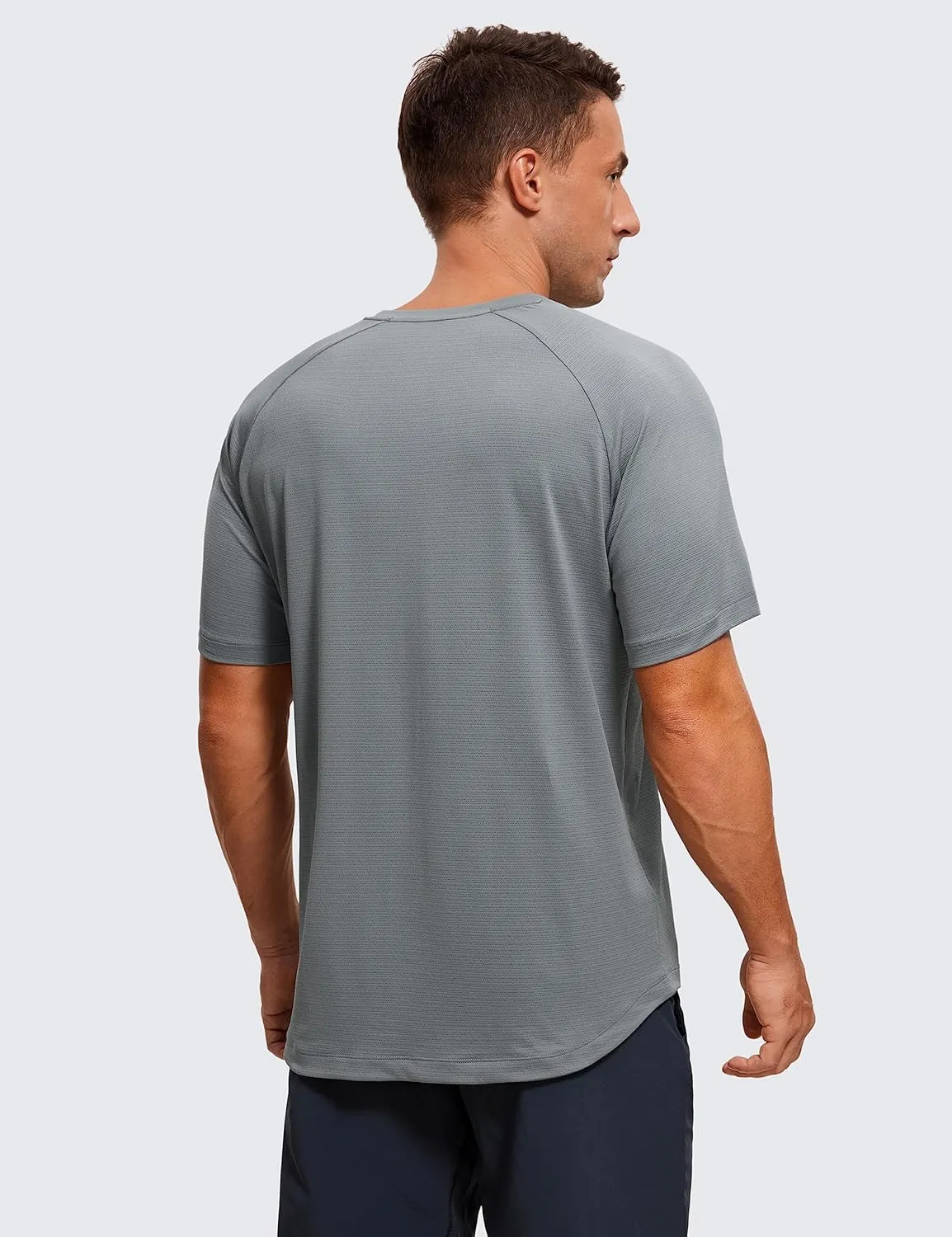 CRZ YOGA Mens Lightweight Athletic T-Shirts Moisture Wicking Running Workout Shirt Short Sleeve Gym Tops