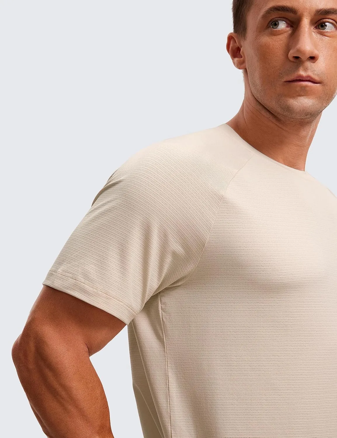 CRZ YOGA Mens Lightweight Athletic T-Shirts Moisture Wicking Running Workout Shirt Short Sleeve Gym Tops