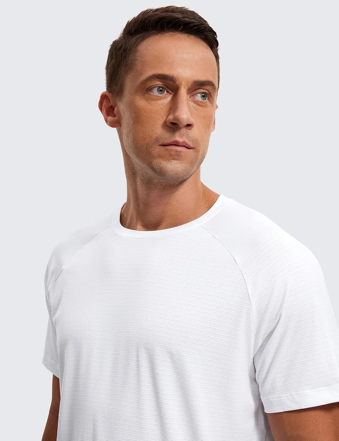CRZ YOGA Mens Lightweight Athletic T-Shirts Moisture Wicking Running Workout Shirt Short Sleeve Gym Tops