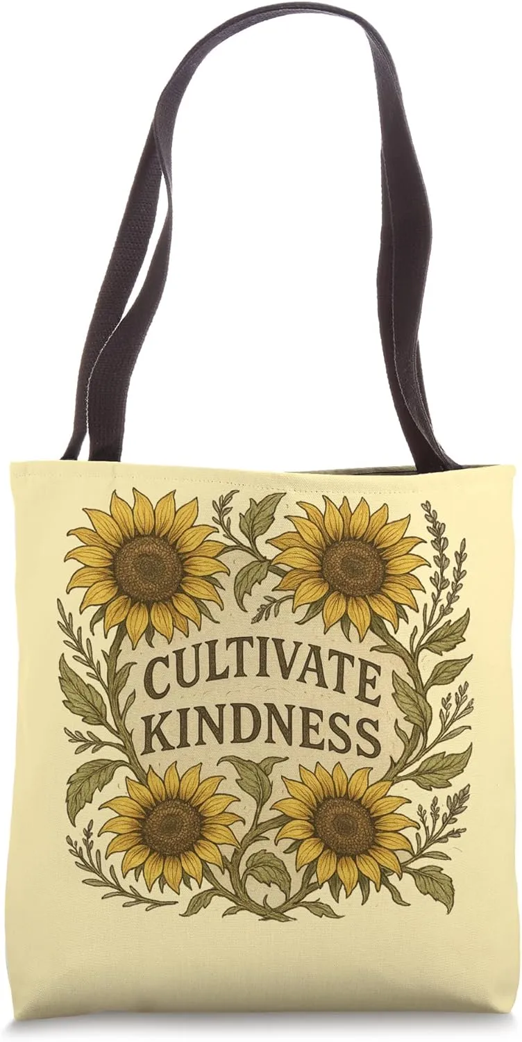 Cultivate Kindness Illustration Sunflower Art sunny sunshine Tote Bag