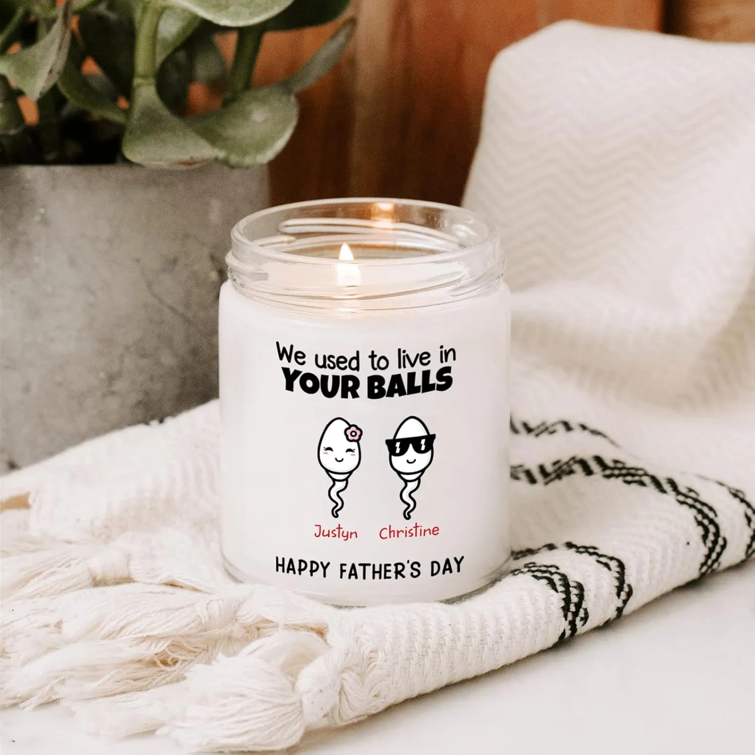 Custom Dad Candle, We Used to Live in Your Balls Fathers Day Candle Custom Name, Funny Gifts for Dad from Kids, Father Gifts Ideas