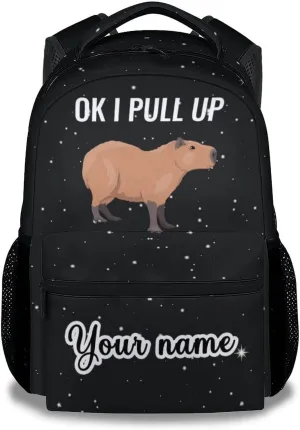 Custom Girls Boys Backpack with Name, 16 Inch Cute Bookbag with Large Capacity, Durable Lightweight Travel Laptop School Bags