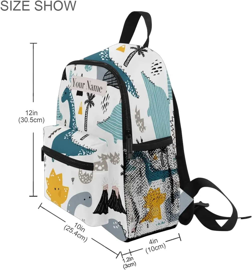 Custom Kids Back Pack Personalized Toddler Backpack with Name/Text,Dino Scandinavian Style Kindergarten Book Bag Practical and Durable Daycare Bag for Travel,Toys