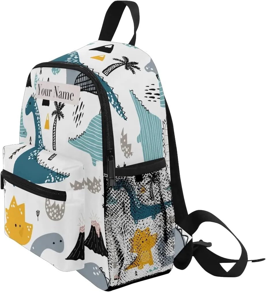 Custom Kids Back Pack Personalized Toddler Backpack with Name/Text,Dino Scandinavian Style Kindergarten Book Bag Practical and Durable Daycare Bag for Travel,Toys