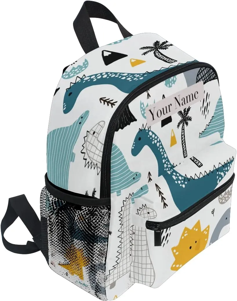 Custom Kids Back Pack Personalized Toddler Backpack with Name/Text,Dino Scandinavian Style Kindergarten Book Bag Practical and Durable Daycare Bag for Travel,Toys