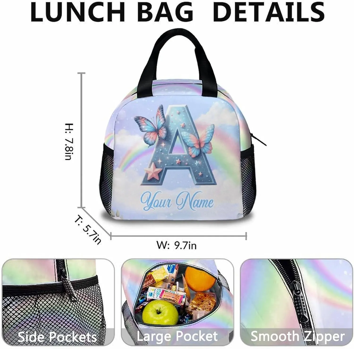 Custom Kids Backpack, 17 Inch Personalized Fairy Bookbags for Kids, Preschool Elementary Kindergarten Backpack, Monogram School Bag for Girls, Set of 3 School Bag Matching Combo