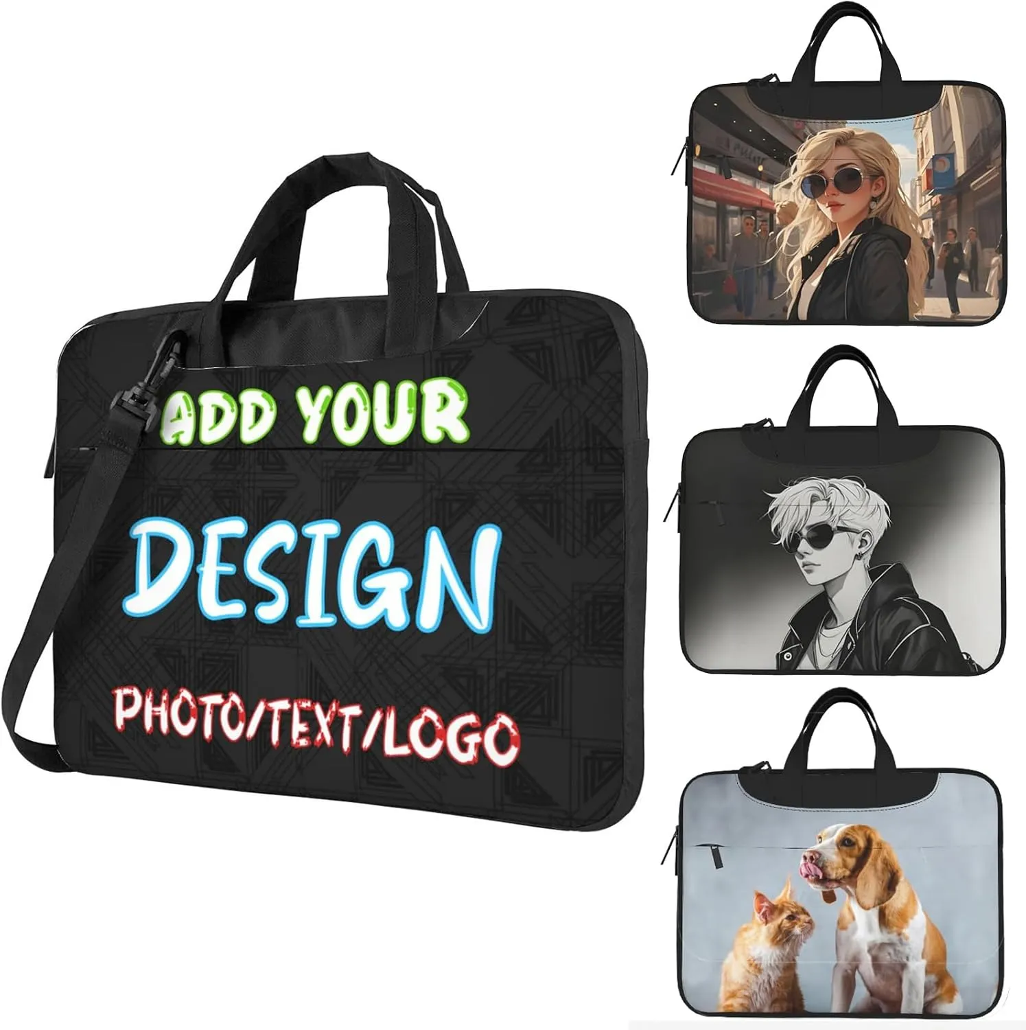 Custom Laptop Bag for Men Women,Personalized Business Laptop Shoulder Briefcase With Strap Computer Computer Bag