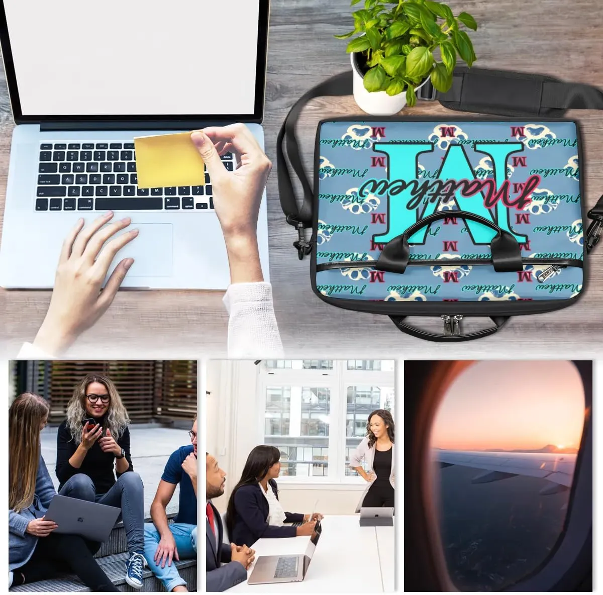 Custom Laptop Bag for Women Men Personalized Name 13 14 15.6 inch Laptop Messenger Shoulder Bags