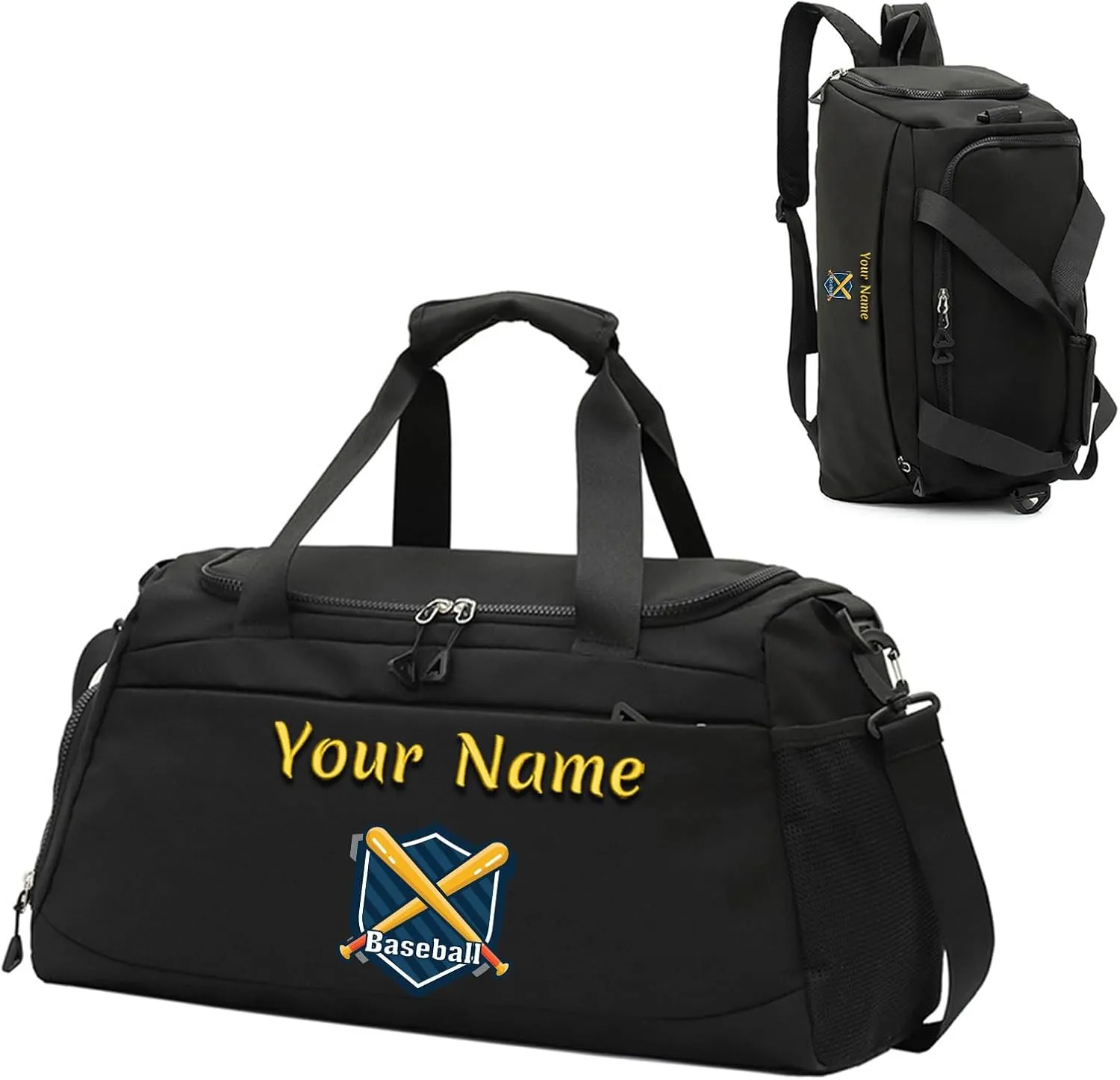 Custom Large Capacity Sports Duffel Bag, Personalized Gym Bag for Men, Weekend Overnight Carry On Bag - With Shoes Compartment and Wet Dry Pocket - Adjustable Strap - Tote Bag/Backpack Dual-purpose