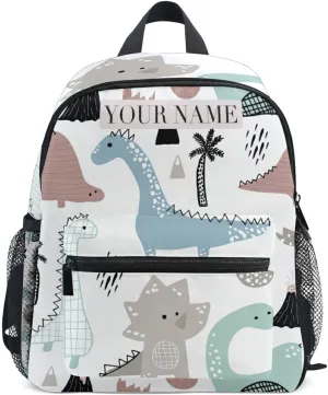 Custom Mame/Text Preschool Backpack with Chest Strap,Personalized Dino Scandinavian Style Mini Toddler Backpack Daycare Toy Bag for Boys Girls,10 x 4x 12 Inches