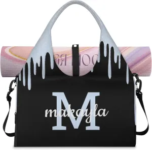 Custom Name Yoga Mat Bag for Women Personalized Sports Gym Duffle Shoulder Bags for Travel Pilates