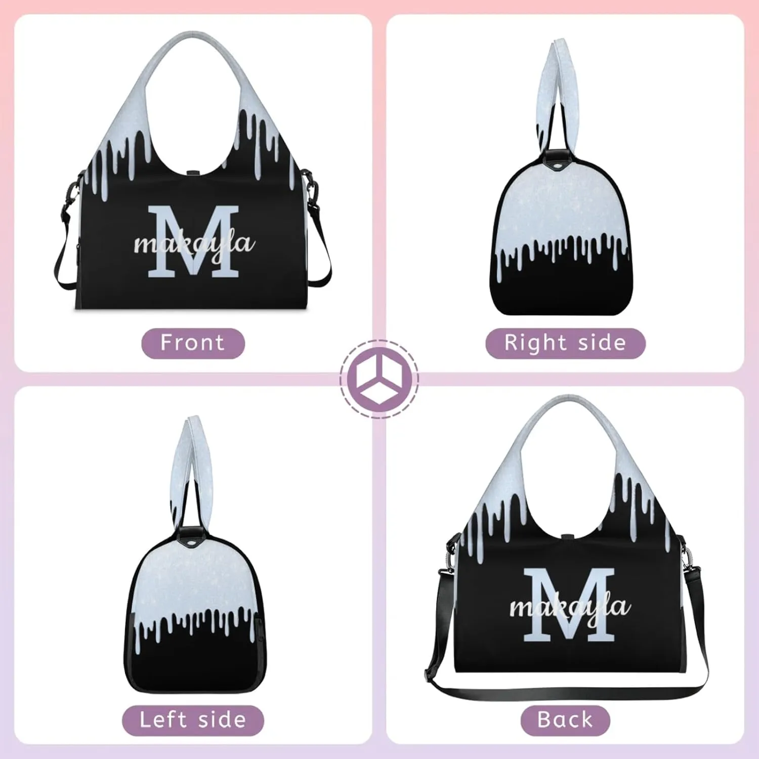 Custom Name Yoga Mat Bag for Women Personalized Sports Gym Duffle Shoulder Bags for Travel Pilates