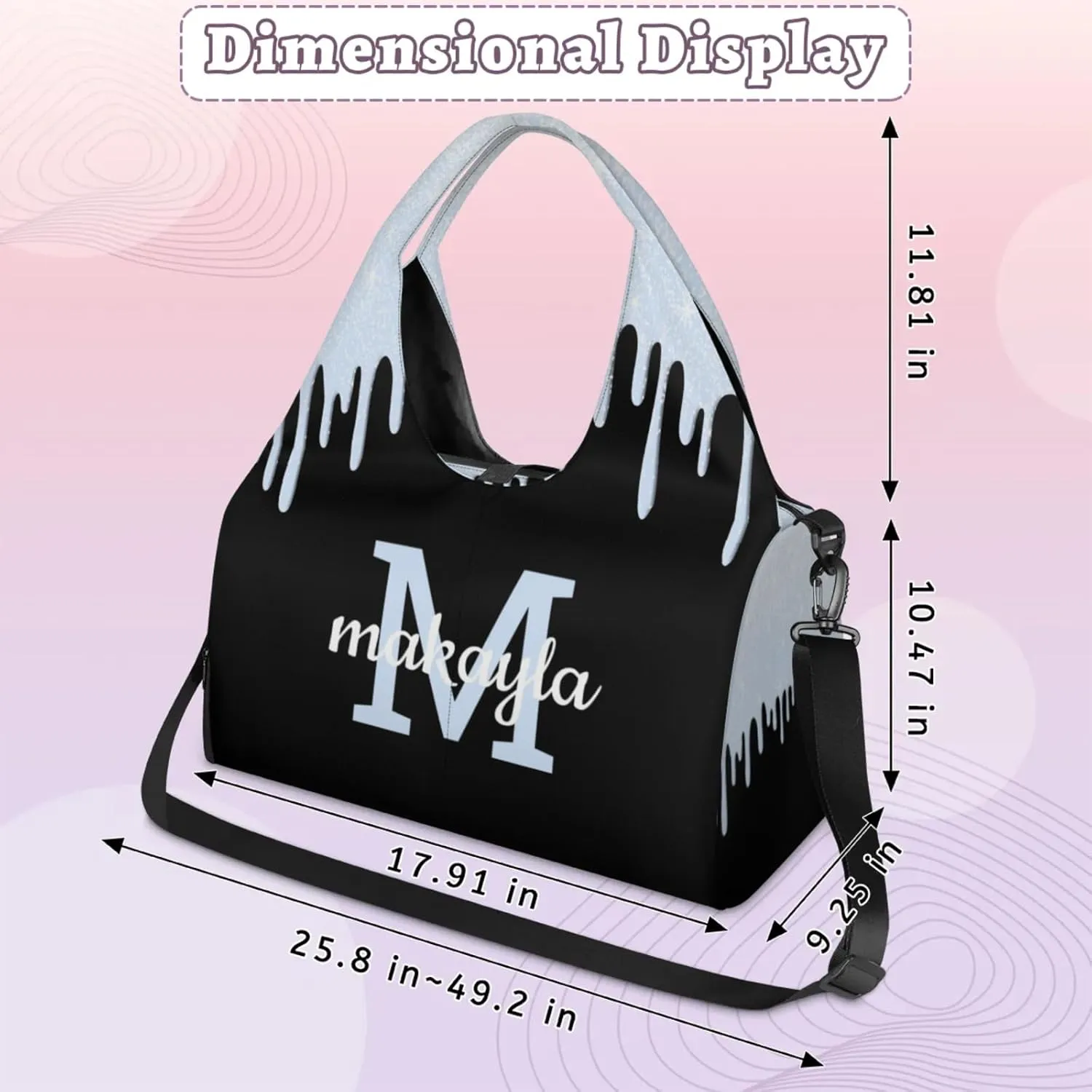 Custom Name Yoga Mat Bag for Women Personalized Sports Gym Duffle Shoulder Bags for Travel Pilates