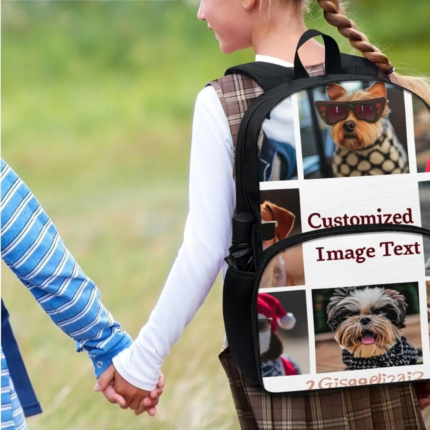 Custom Print Girls School Backpack Set with Lunch Bag for 6th Grade Reusable Lunch Box for Boys Picnic Book Sleeve with Zipper for Junior High School 17-Inch Bookbag Easy to Clean 3 Pcs