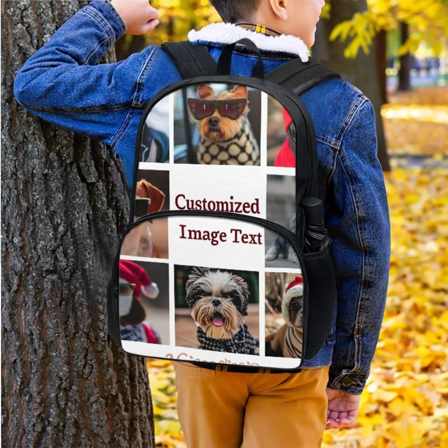 Custom Print Girls School Backpack Set with Lunch Bag for 6th Grade Reusable Lunch Box for Boys Picnic Book Sleeve with Zipper for Junior High School 17-Inch Bookbag Easy to Clean 3 Pcs