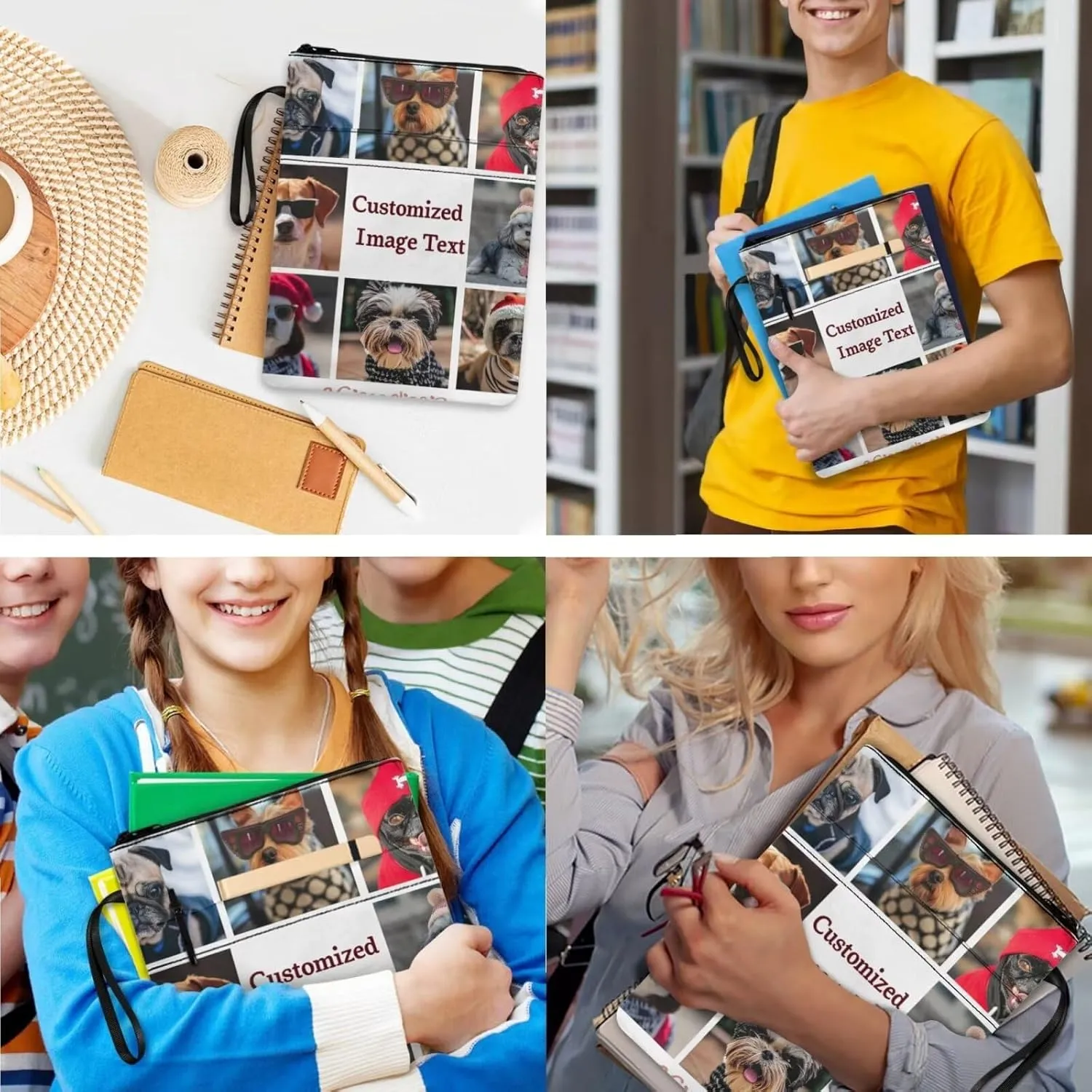 Custom Print Girls School Backpack Set with Lunch Bag for 6th Grade Reusable Lunch Box for Boys Picnic Book Sleeve with Zipper for Junior High School 17-Inch Bookbag Easy to Clean 3 Pcs
