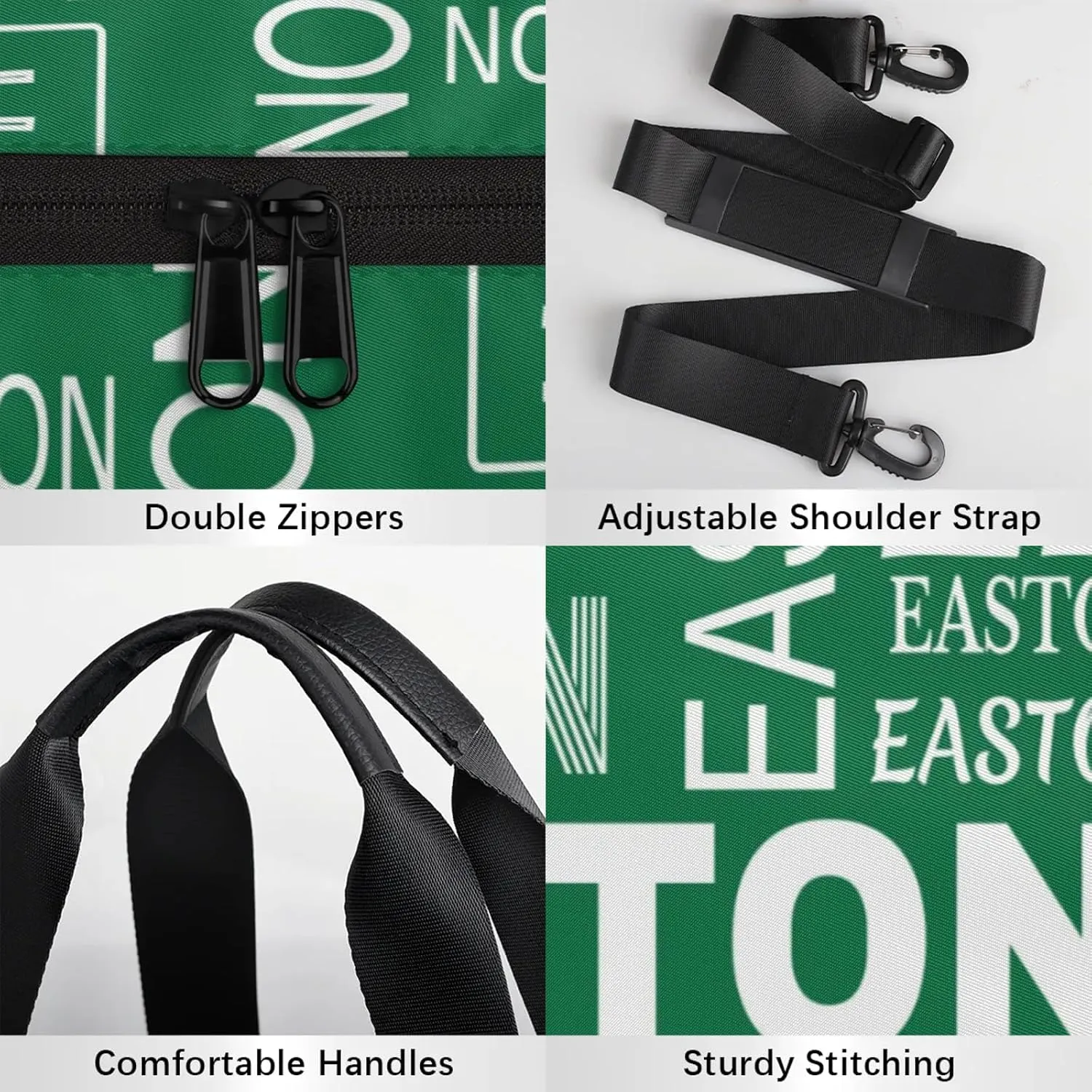 Custom Sport Gym Duffel Bag with Name Round Personalized Travel Overnight Bag Waterproof Customized Dance Bag Carry-On Tote 17.6in, Green