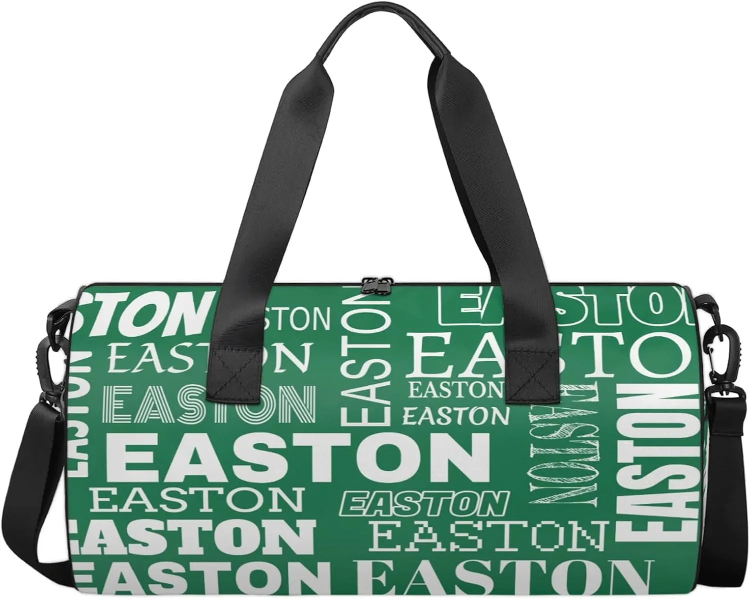 Custom Sport Gym Duffel Bag with Name Round Personalized Travel Overnight Bag Waterproof Customized Dance Bag Carry-On Tote 17.6in, Green