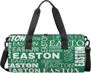 Custom Sport Gym Duffel Bag with Name Round Personalized Travel Overnight Bag Waterproof Customized Dance Bag Carry-On Tote 17.6in, Green