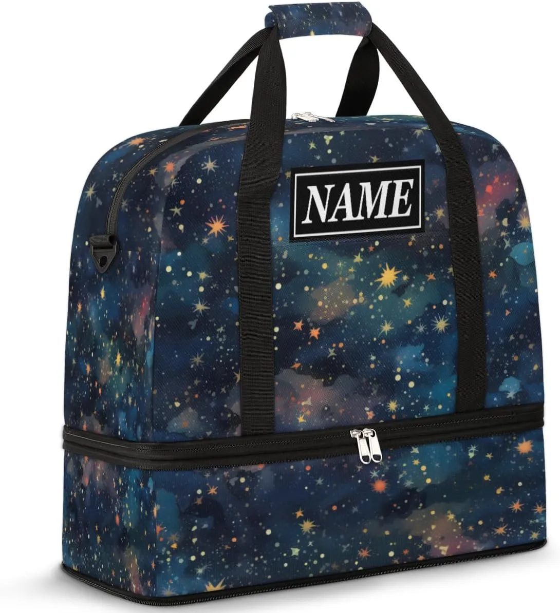 Customize Personalized Travel Duffel Bag Fantasy Galaxy Universe Nebula Sport Gym Bag for Woman Man,Waterproof Foldable Weekend Overnight Bag for Yoga Workout Training with Shoe Compartment