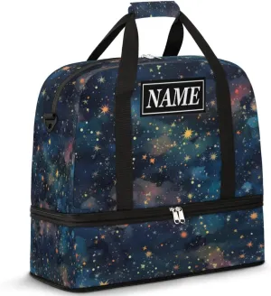 Customize Personalized Travel Duffel Bag Fantasy Galaxy Universe Nebula Sport Gym Bag for Woman Man,Waterproof Foldable Weekend Overnight Bag for Yoga Workout Training with Shoe Compartment