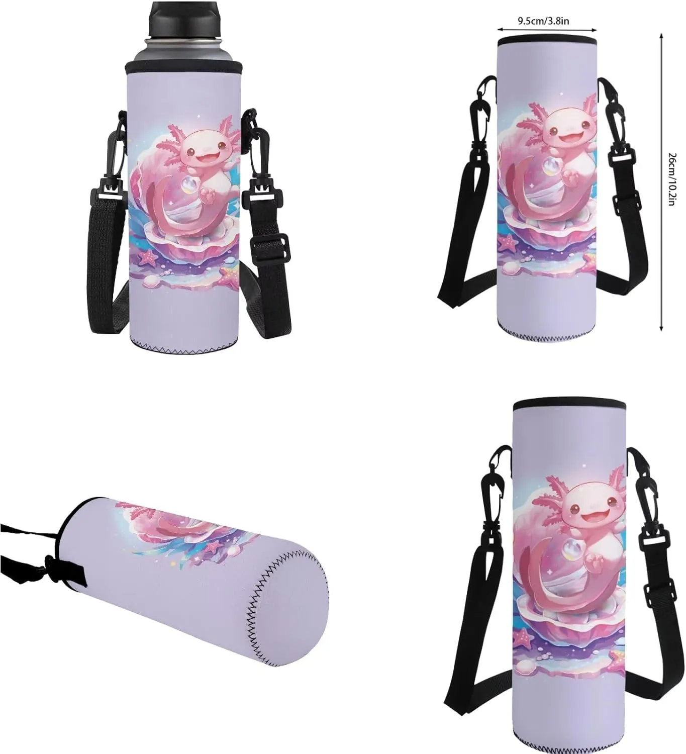 Cute Axolotl Backpack Set for Girls Bookbags for 7Th Grade Girls Schoolbag with Lunch Bag Pencil Bag Water Bottle Sleeve Lightweight Shoulder bag with Adjustable Shoulder Strap