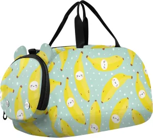 Cute Bananas Duffel Bag with Shoes Compartment Multifunctional Sports Bag Travel Tote for Beach Swim Bags Pool Sports