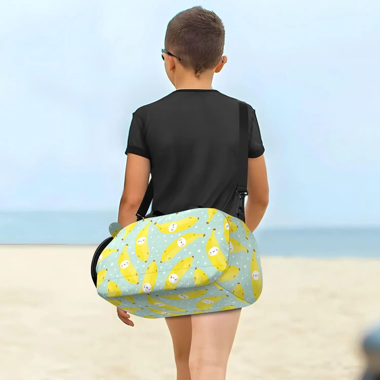 Cute Bananas Duffel Bag with Shoes Compartment Multifunctional Sports Bag Travel Tote for Beach Swim Bags Pool Sports