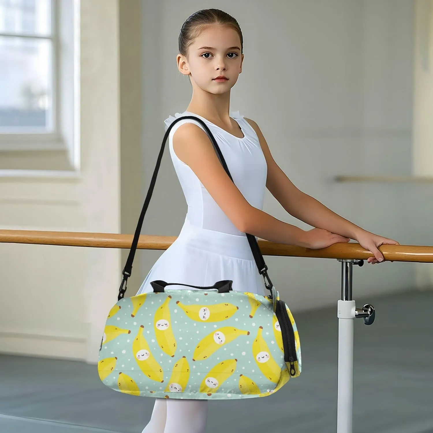 Cute Bananas Duffel Bag with Shoes Compartment Multifunctional Sports Bag Travel Tote for Beach Swim Bags Pool Sports