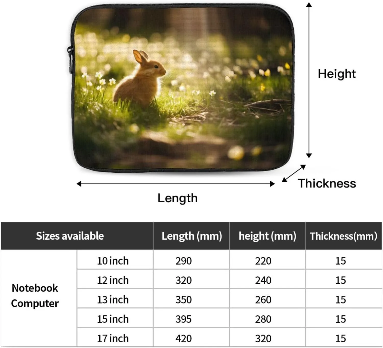 Cute Bunny Laptop Inner Bag Laptop Sleeve Case Briefcase Carrying Laptop Cover