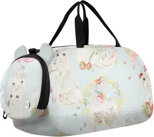 Cute Bunny with Flowers Gym Travel Duffel Bag with Shoe Compartment for Boys Girls - Gymnastics Sports Dance Football Travel Bag Teens Weekender Sleepover