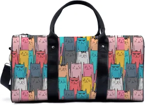 cute cats colors Travel Duffel Bag for Woman Weekender Bag Man Tote Gym Bag Sport Gym Bag Hospital Bag for Labor and Delivery Overnight Bag Luggage Bag