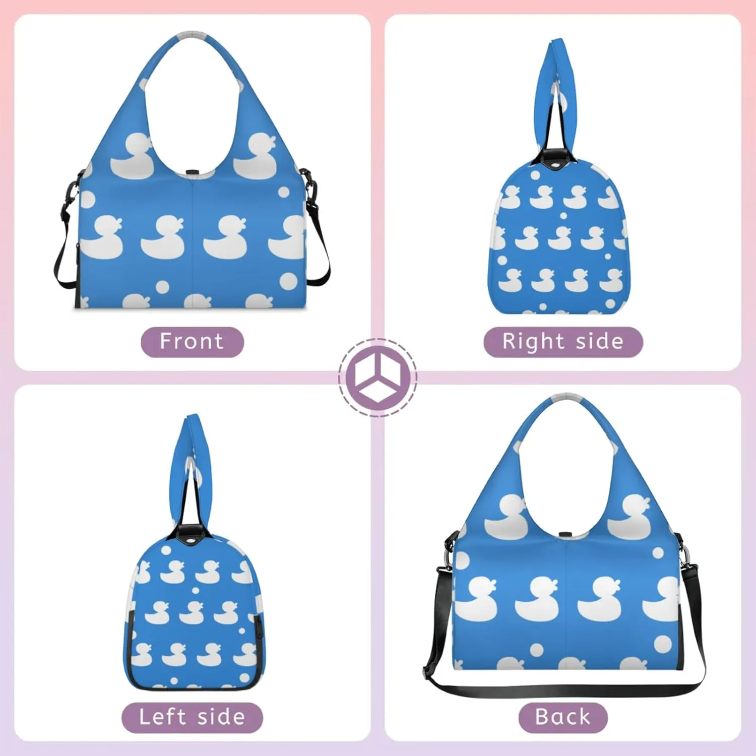 Cute Duck Blue Gym Bag Yoga Mat Tote for Women with Shoes Compartment Lightweight Duffle Travel Carrier Wet Dry Storage Pockets Adjustable Pilates Mats Shoulder Bags for Sport Swim