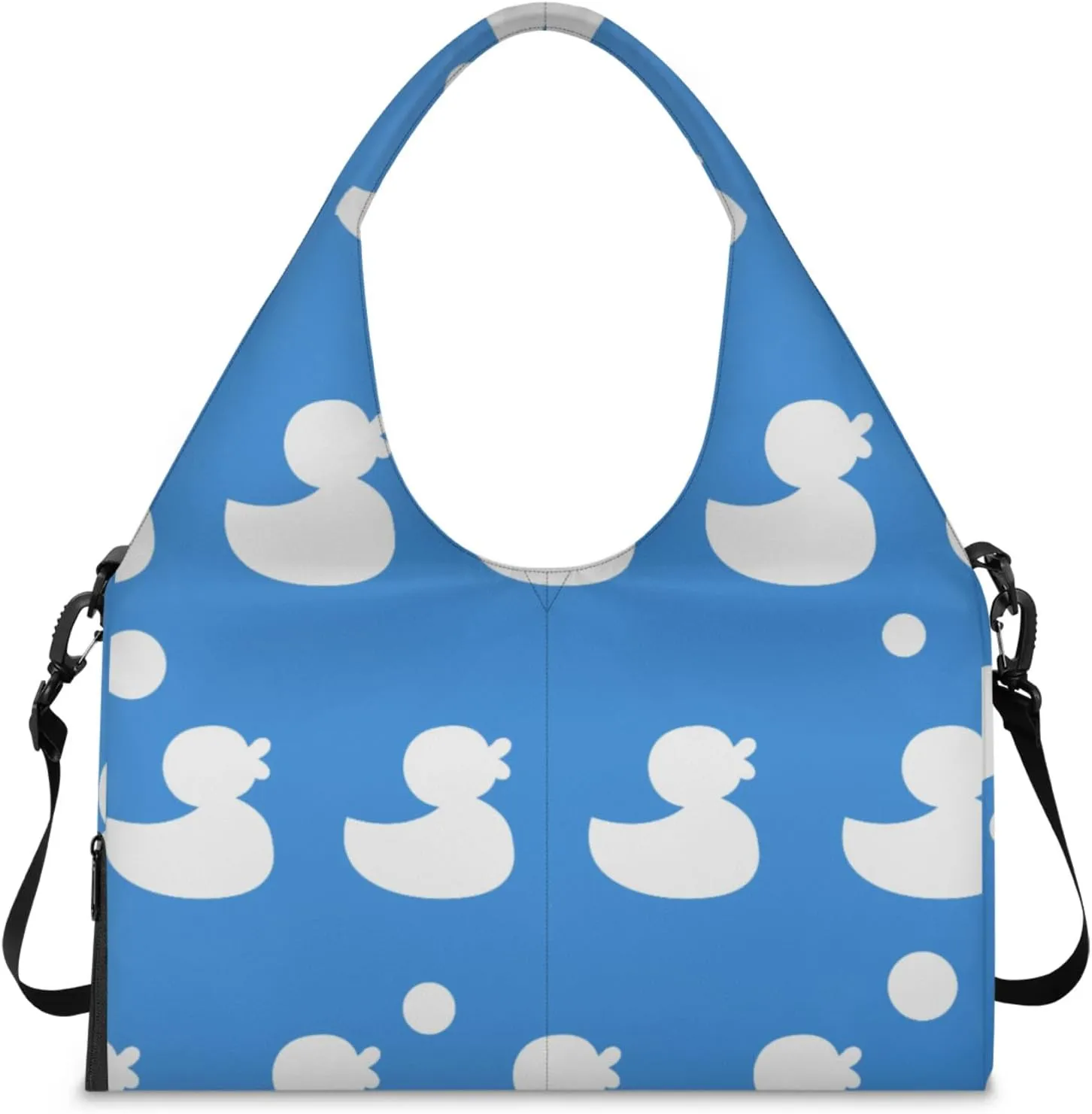 Cute Duck Blue Gym Bag Yoga Mat Tote for Women with Shoes Compartment Lightweight Duffle Travel Carrier Wet Dry Storage Pockets Adjustable Pilates Mats Shoulder Bags for Sport Swim
