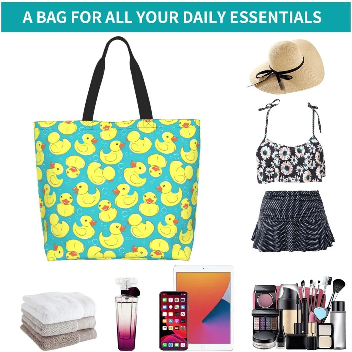 Cute Duck Grocery Bag Duck Shopping Bag Duck Handbag Bags Cute Tote Bag Animal Bag for Outdoor
