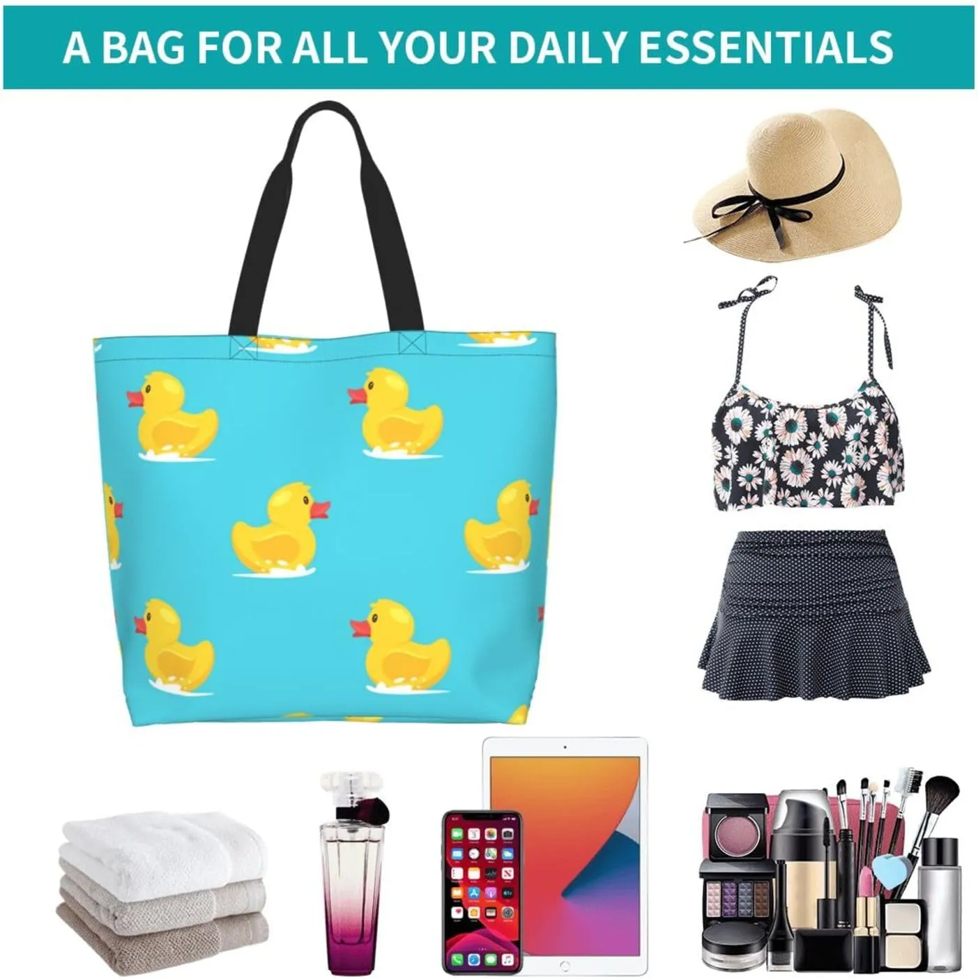 Cute Duck Grocery Bag Duck Shopping Bag Duck Handbag Bags Cute Tote Bag Animal Bag for Outdoor