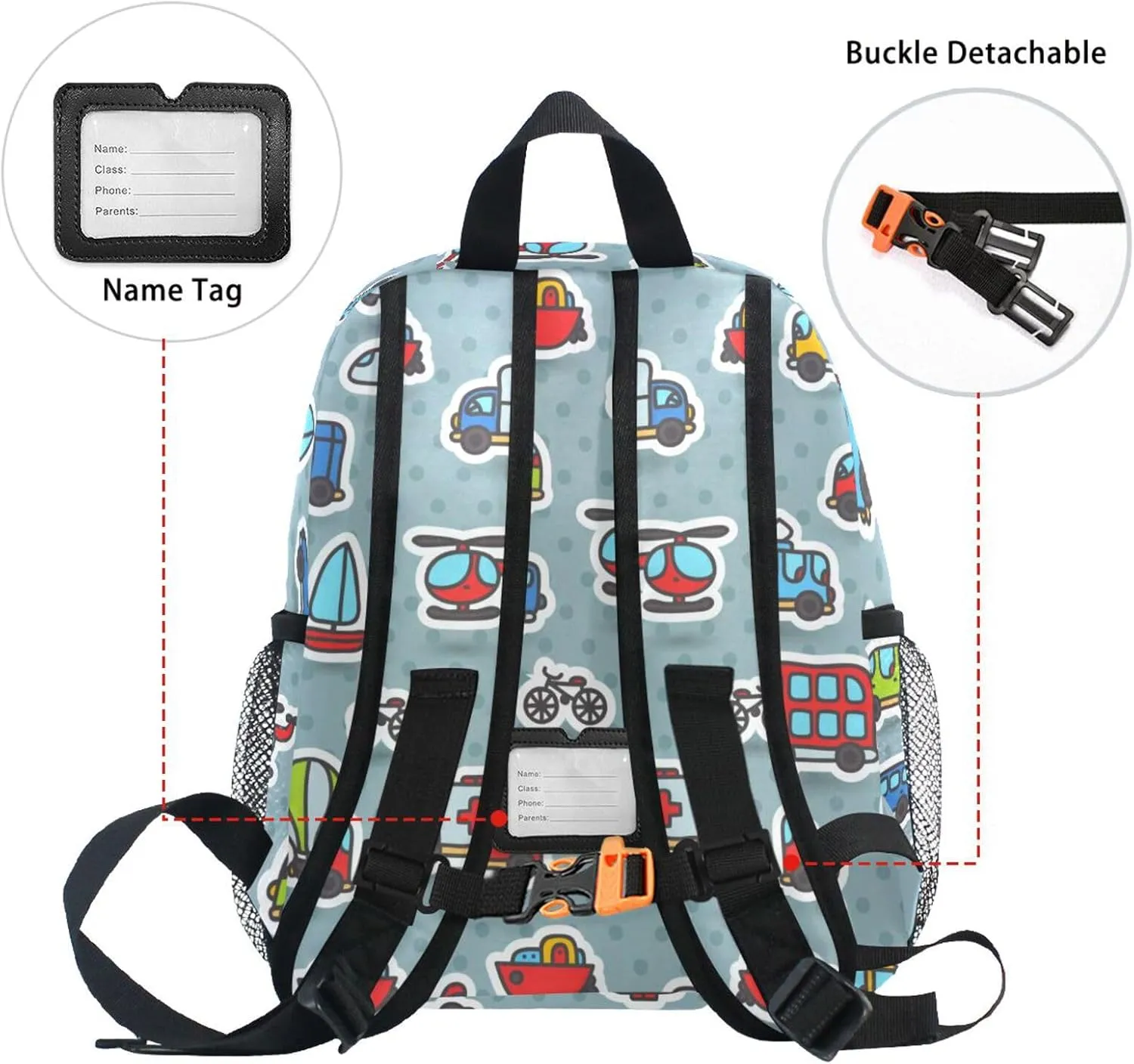 Cute Kids Back Pack Cartoon Cars Transport Pattern Todder Backpack Lightweight Preschool Kindergarten Book Bag Practical and Durable Daycare Bag for Travel,Toys