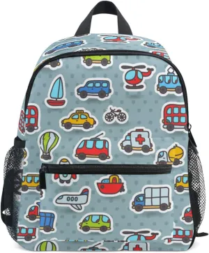 Cute Kids Back Pack Cartoon Cars Transport Pattern Todder Backpack Lightweight Preschool Kindergarten Book Bag Practical and Durable Daycare Bag for Travel,Toys