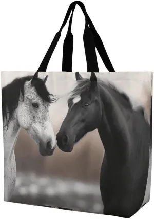 Cute Llama Floral Tote Bag for Women Reusable Grocery Shoulder Bag Shopping Bags for Travel, Groceries