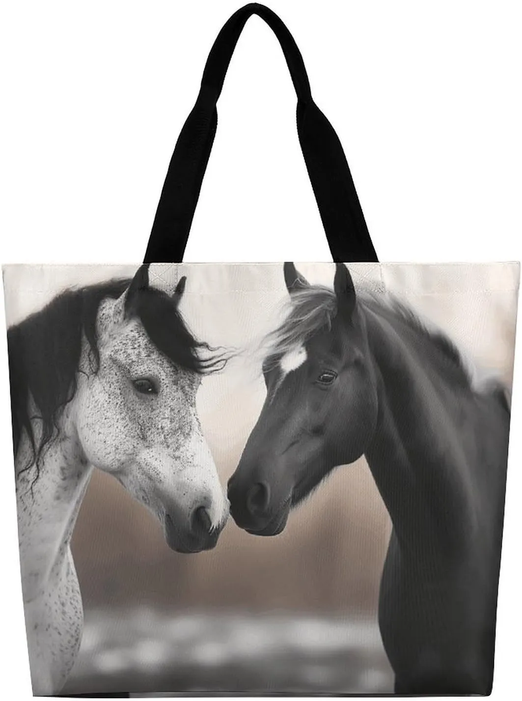 Cute Llama Floral Tote Bag for Women Reusable Grocery Shoulder Bag Shopping Bags for Travel, Groceries